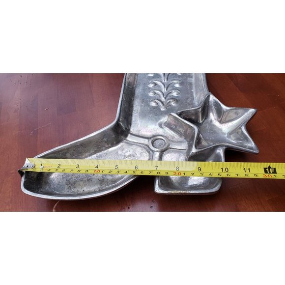 Large HOLLAND BOONE Alloy Pewter Western Cowboy Boot Star Center Piece Bowl - Picture 4 of 9